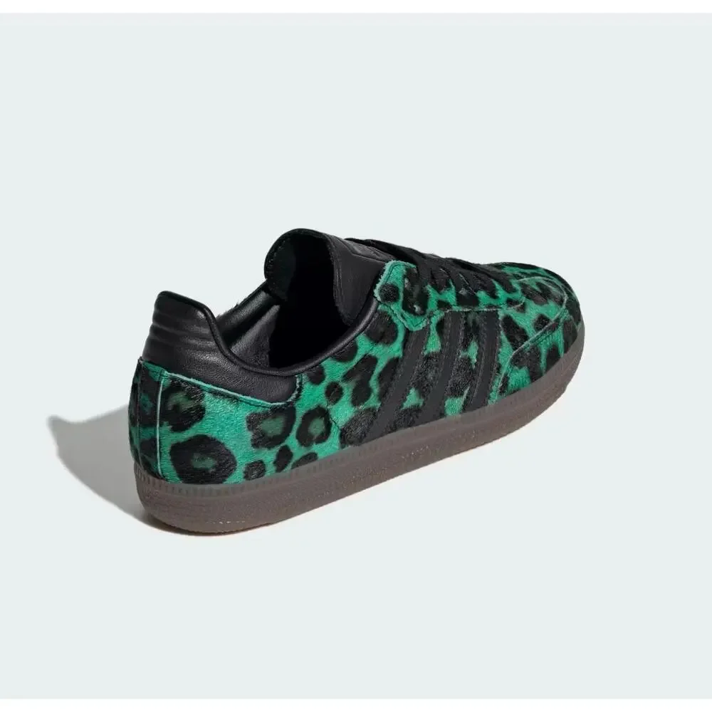 ADIDAS ORIGINALS WOMEN'S 8.5 SAMBA OG LEOPARD SEMI SCREAMING GREEN HQ9374 NWOB